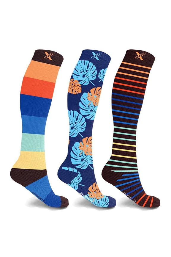 Compression Socks Knee High - Made for Running, Athletics and Pregnancy - 3 Pair