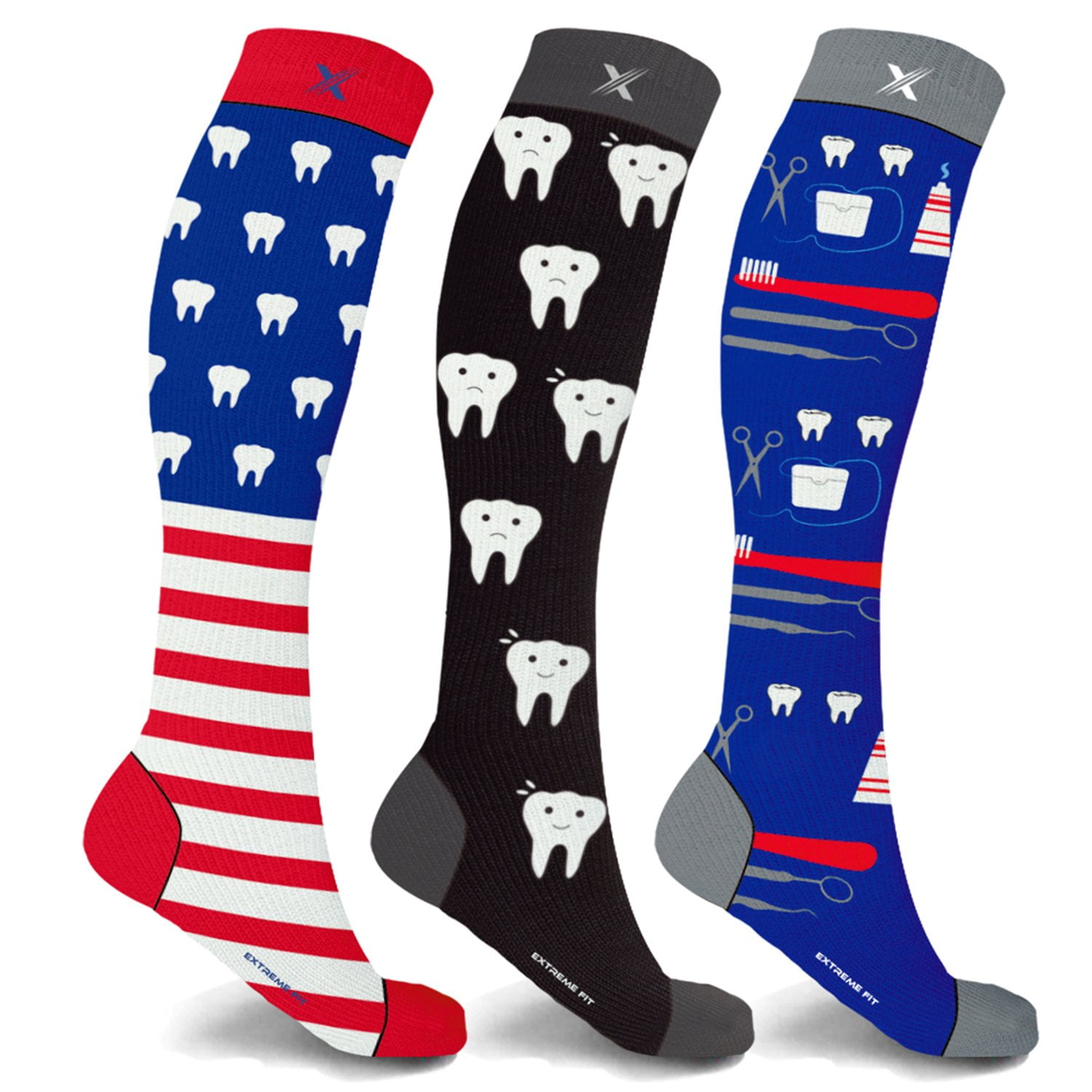 Compression Socks Knee High - Made for Running, Athletics and Pregnancy - 3 Pair