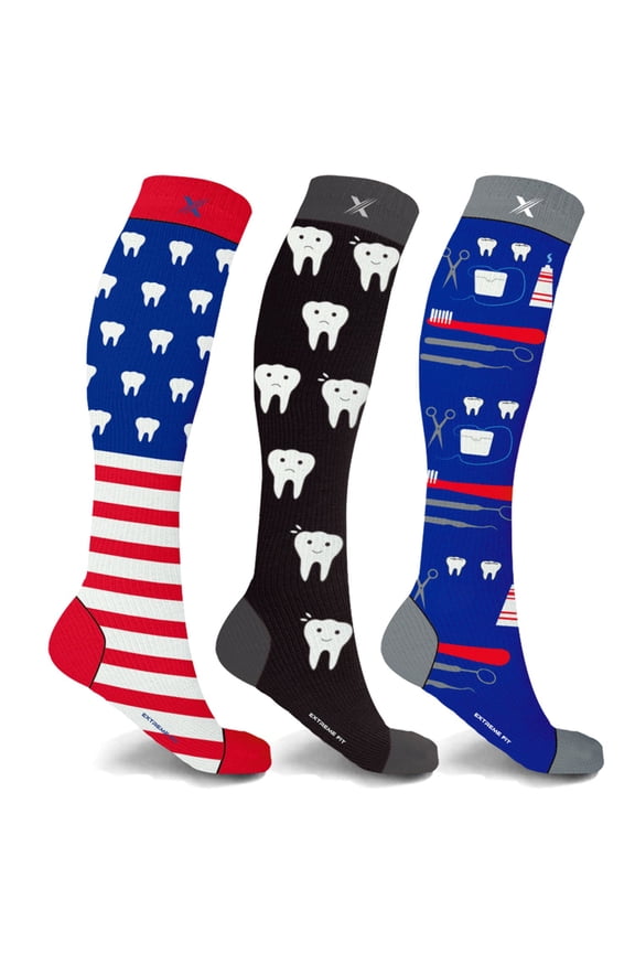 Compression Socks Knee High - Made for Running, Athletics and Pregnancy - 3 Pair