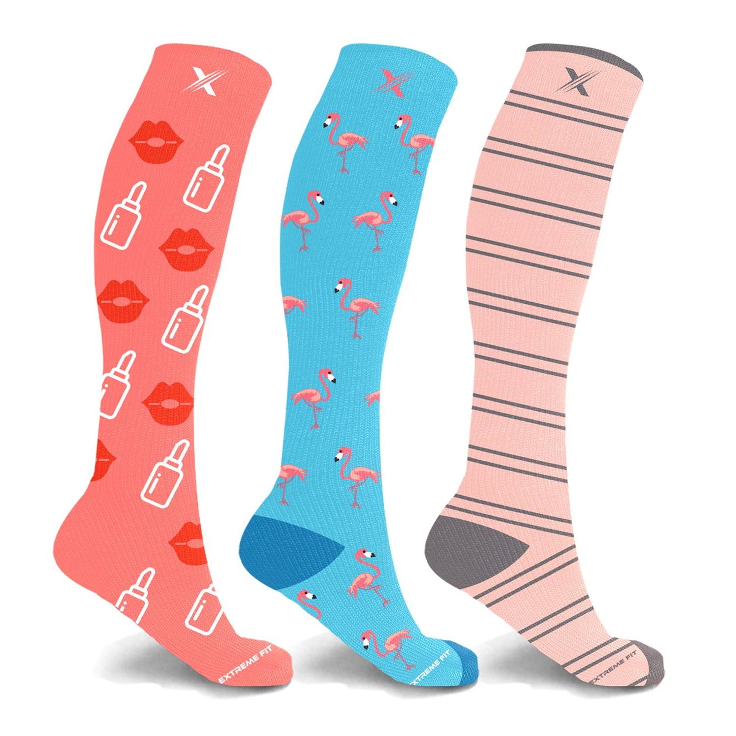 Compression Socks Knee High - Made for Running, Athletics and Pregnancy - 3 Pair