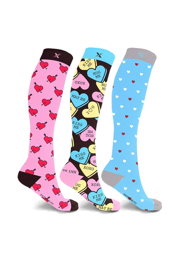 Compression Socks Knee High - Made for Running, Athletics and Pregnancy - 3 Pair