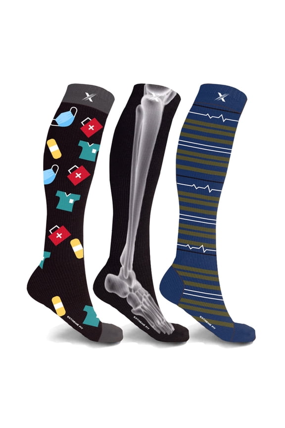 Compression Socks Knee High - Made for Running, Athletics and Pregnancy - 3 Pair