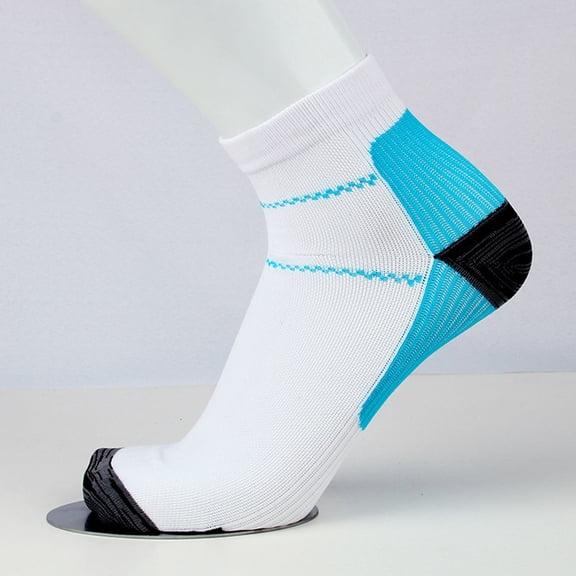 Compression Socks for Men Women,Athletic Running Cycling Socks,Cushioned Sports Ankle Socks with Arch Support for Workout,Walking,and Fitness Blue L/XL