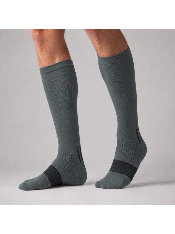 Compression Socks for Men Women, Breathable Cushioned Running Socks for Marathon, Hiking and Travel, High Performance Knee Highs for Joggers, Work and Long Flights