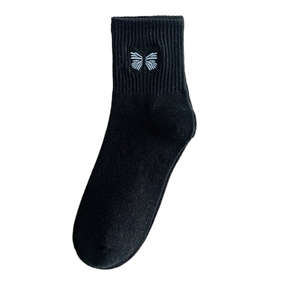 Compression Socks Men Women Butterfly Embroidered Pure Cotton Fashion Socks Mens Womens Socks Pilates Socks