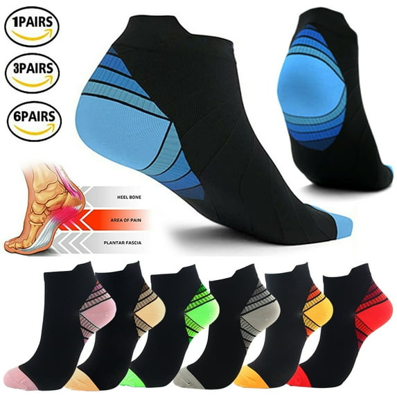 Compression Socks Plantar Fasciitis for Women Men (1/2/3/6Pairs),15-20 mmhg Athletic Sock Arch Ankle Support Flight Travel Nurses