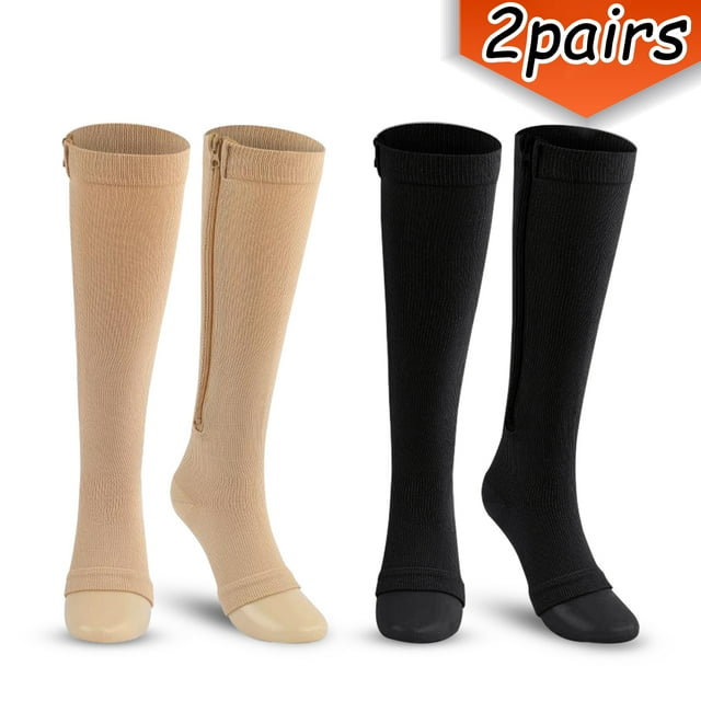 Compression Socks Stockings Zipper for Man Woman Calf Knee High Open