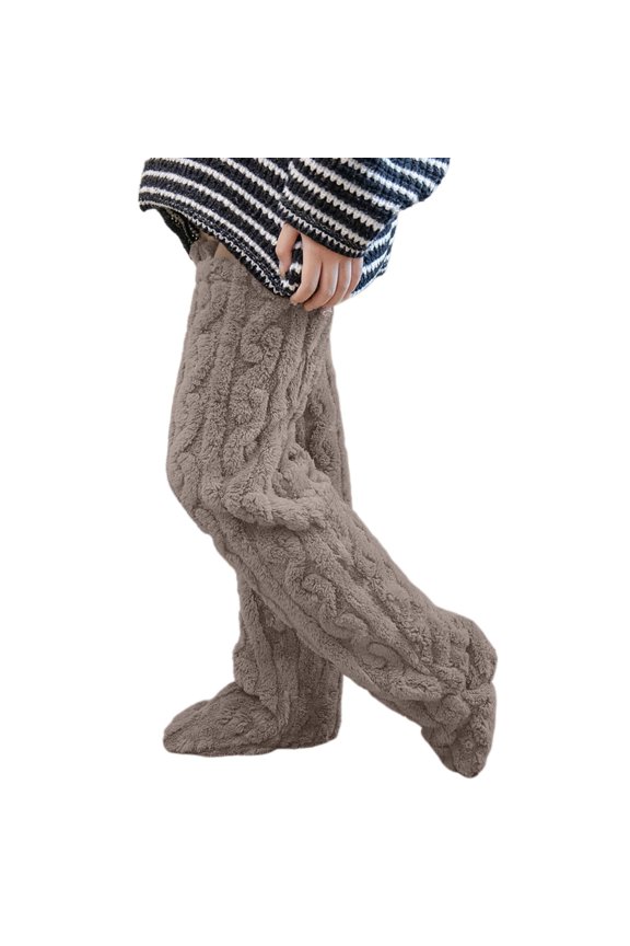 Compression Socks, Winter Warm Socking Leg Cover Home Knee Socks Thick Woolen Pants Leg Warmers Fashion Soft Stretch Socking, Socks(Khaki,One Size)