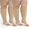 thumbnail image 1 of Compression Socks for Women: AMITOFO Open Toe Compression Socks for Women Men 20 30 mmHg with Zipper - Toeless Compression Socks Wide Calf Plus Size Improves Blood Circulation Relieves Swell, 2XL, 1 of 7