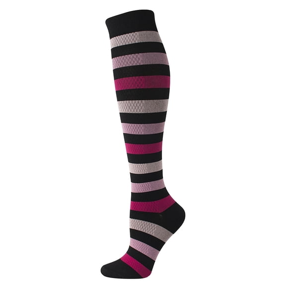 Compression Socks for Women Best Support for Travel Circulation-Support Knee High Socks Striped Over Knee Thin Tights Long Stocking for Nurses Running Hiking Recovery