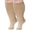 thumbnail image 1 of Compression Socks for Women, LOFIR 1 Pairs Medical Compression Socks, Circulation 20-30 mmHg Light Knee High Stockings for Men and Women - Best Support for Running, Nursing,Beige, 7XL, 1 of 9