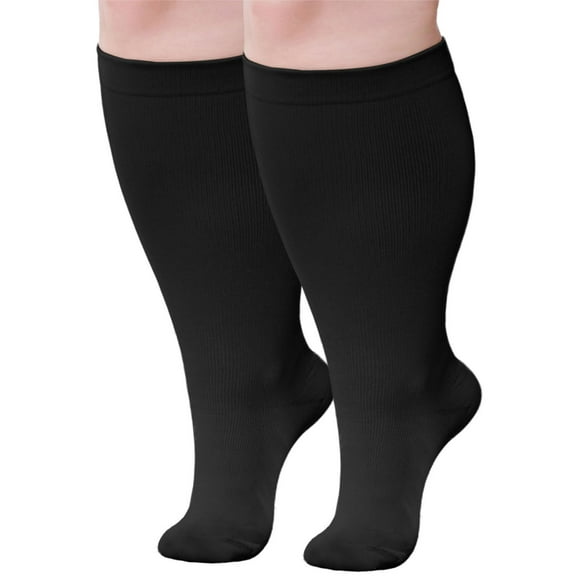 Compression Socks for Women, LOFIR 1 Pairs Medical Compression Socks, Circulation 20-30 mmHg Light Knee High Stockings for Men and Women - Best Support for Running, Nursing,Black, 3XL