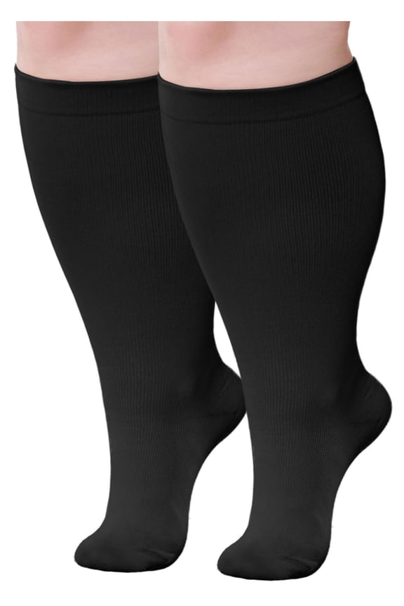 Compression Socks for Women, LOFIR 1 Pairs Medical Compression Socks, Circulation 20-30 mmHg Light Knee High Stockings for Men and Women - Best Support for Running, Nursing,Black, 3XL