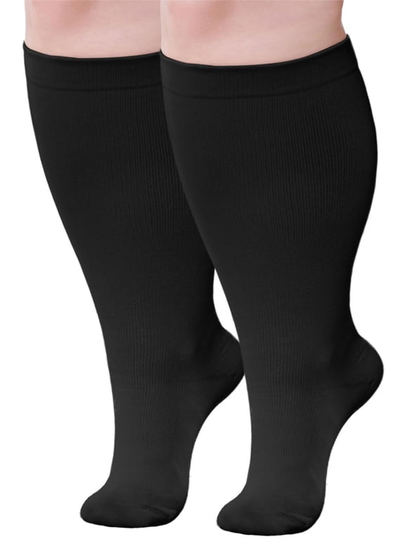 Compression Socks for Women, LOFIR 1 Pairs Medical Compression Socks, Circulation 20-30 mmHg Light Knee High Stockings for Men and Women - Best Support for Running, Nursing,Black, 3XL