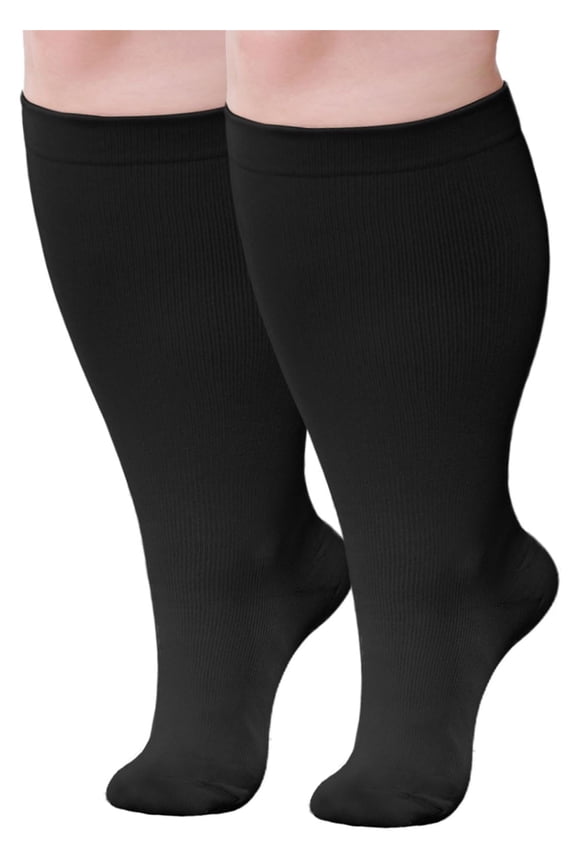 Compression Socks for Women, LOFIR 1 Pairs Medical Compression Socks, Circulation 20-30 mmHg Light Knee High Stockings for Men and Women - Best Support for Running, Nursing,Black, 3XL