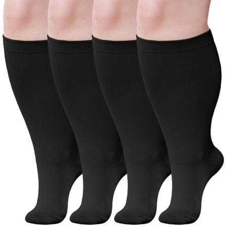 Compression Socks for Women, LOFIR 2 Pairs Medical Compression Socks, Circulation 20-30 mmHg Light Knee High Stockings for Men and Women - Best Support for Running, Nursing,Black, 3XL