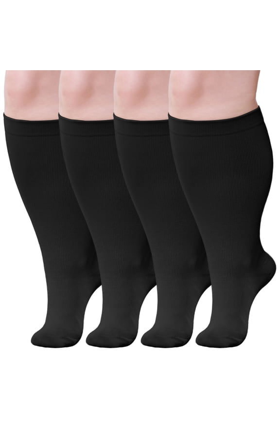 Compression Socks for Women, LOFIR 2 Pairs Medical Compression Socks, Circulation 20-30 mmHg Light Knee High Stockings for Men and Women - Best Support for Running, Nursing,Black, 2XL
