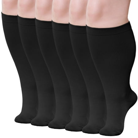 product image of Compression Socks for Women, LOFIR 3 Pairs Medical Compression Socks, Circulation 20-30 mmHg Light Knee High Stockings for Men and Women - Best Support for Running, Nursing,Black, 2XL