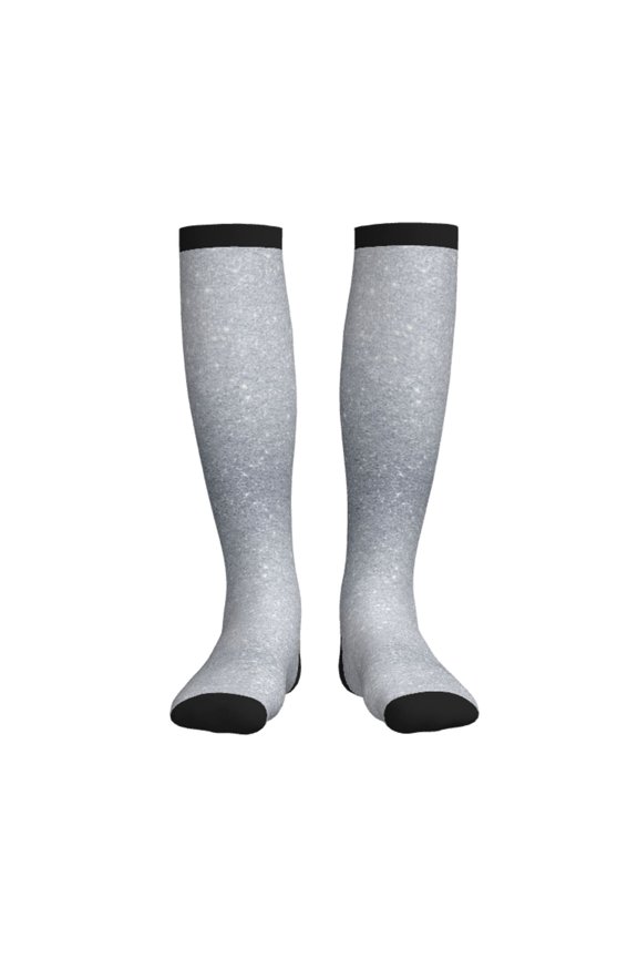 Compression Socks Women Men Diamond Silver Pattern Knee High Support Circulation Socks for Running Travel
