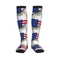 thumbnail image 1 of Compression Socks Women Men Half Mexican Half America Knee High Support Circulation Socks for Running Travel, 1 of 8