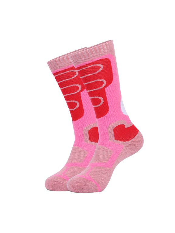 Compression Socks for Women Men, Knee HighAthletic Socks for Running, Travel, Breathable Stretch Comfort Hosiery, Daily Wear Ski Socks for Snowboarding Pink 7-12Y