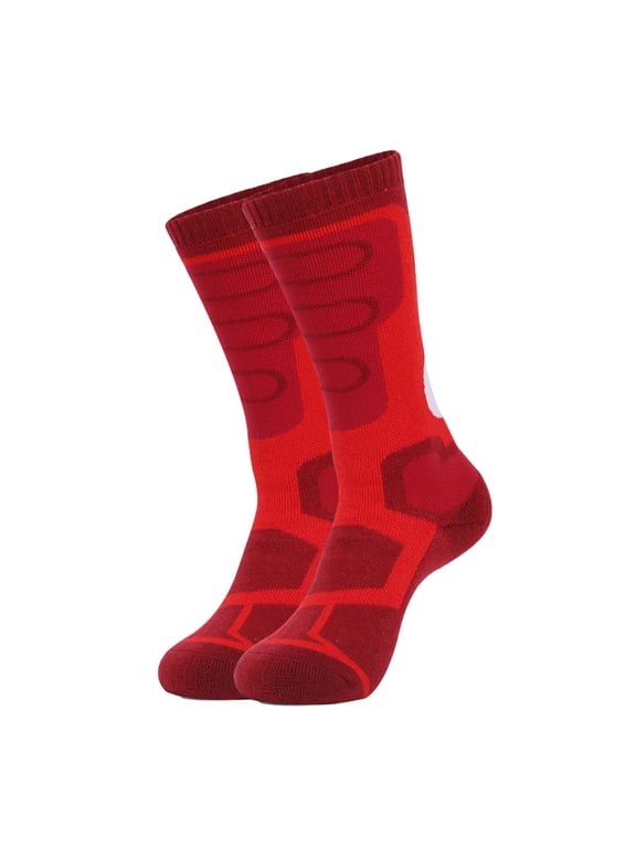 Compression Socks for Women Men, Knee HighAthletic Socks for Running, Travel, Breathable Stretch Comfort Hosiery, Daily Wear Ski Socks for Snowboarding Red 7-12Y