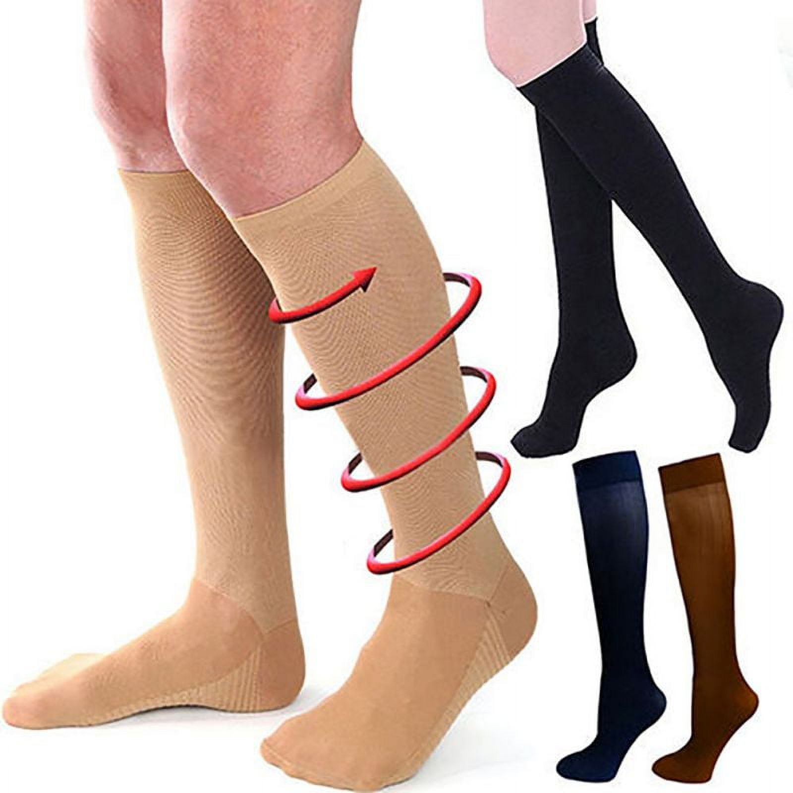 Compression Socks for Women and Men, Compression Outdoors Stockings,  Pressure Nylon Varicose Vein Stocking, Best Medical, Running, Nursing,  Hiking, Recovery & Flight Socks, 1 Pair, S - XL, Coffee 