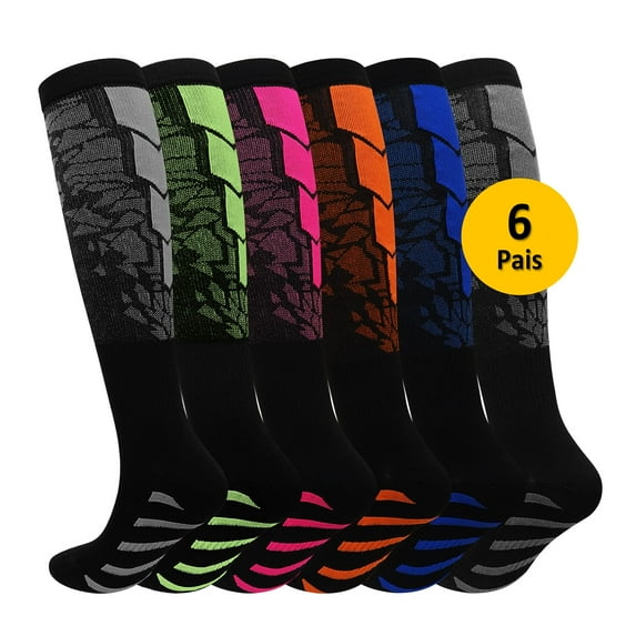 Compression Socks for Women and Men, PUTUO 20-30 mmHg Circulation Compression Stockings, Best for Running, Athletics, Pregnancy, Travel and Daily, 6 Pairs