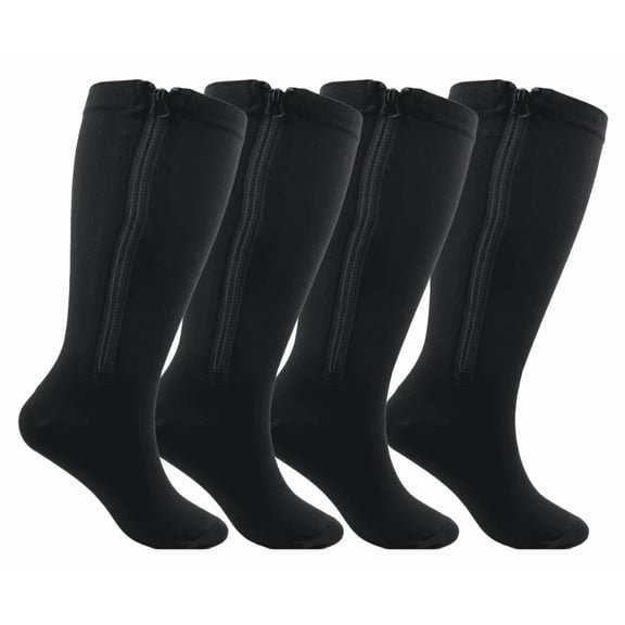 Compression Socks Women & Men: Plus Size Compression Socks for Women Wide Calf 15-20mmHg, Zipper Compression Socks Women for Nurses, Post-Surgery & Pregnancy