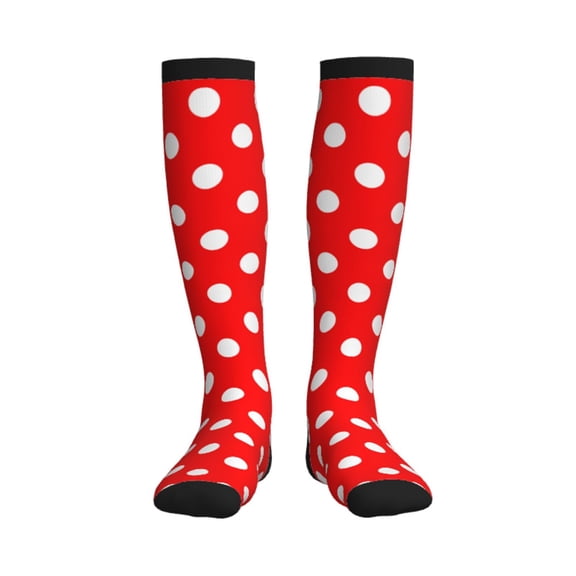 Compression Socks Women Men Polka Dot Red Knee High Support Circulation Socks for Running Travel