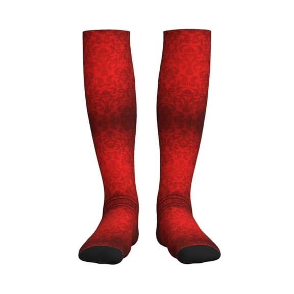 Compression Socks Women Men Red Damask Knee High Support Circulation Socks for Running Travel