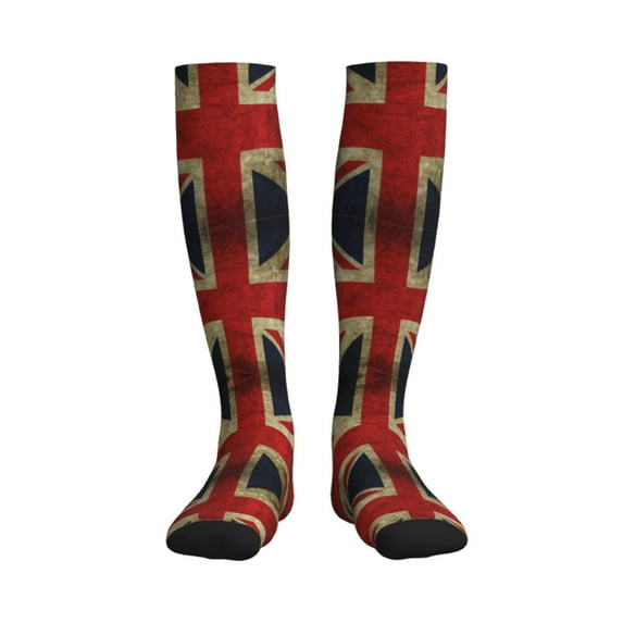 Compression Socks Women Men Union Jack Flag Knee High Support Circulation Socks for Running Travel