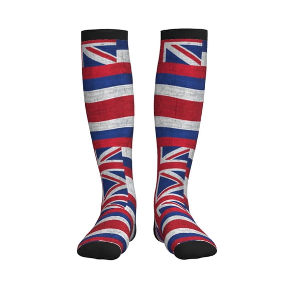 Compression Socks Women Men Vintage Hawaiian Flag Knee High Support Circulation Socks for Running Travel
