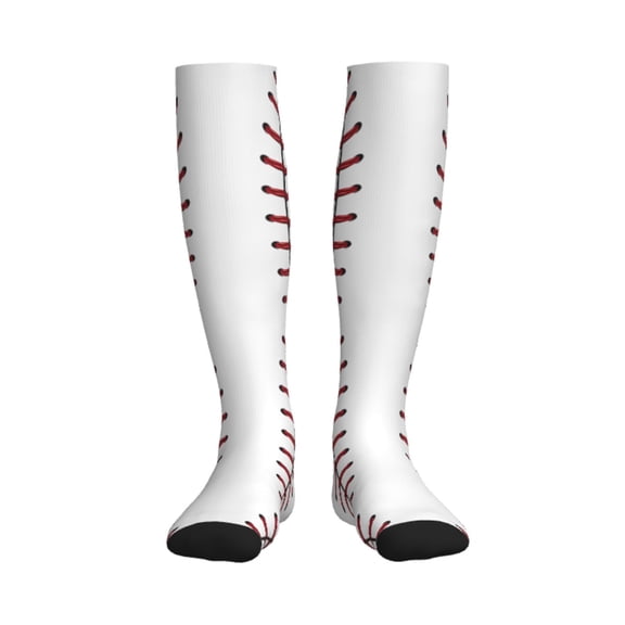 Compression Socks Women Men White Baseball Knee High Support Circulation Socks for Running Travel
