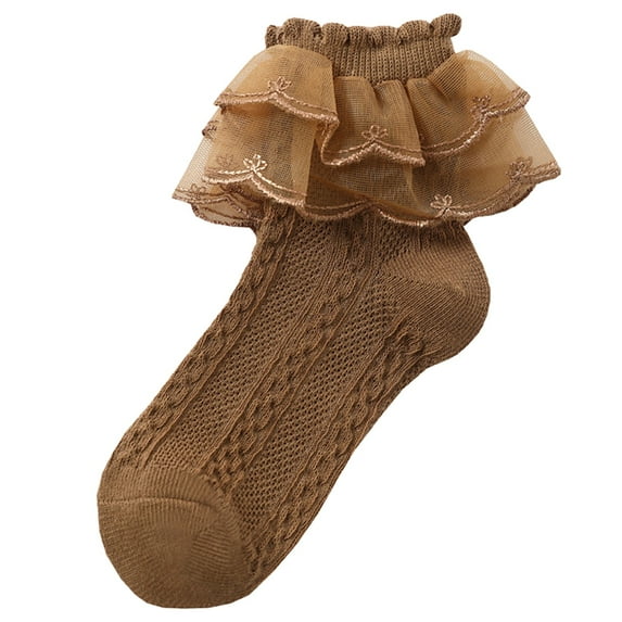 Socks for Women Ruffle Lace Socks Women Socks Ruffle Lace Decor Thin High Elasticity Anti Slip Soft Breathable Solid Color Sweat Absorption No Odor Winter Sock