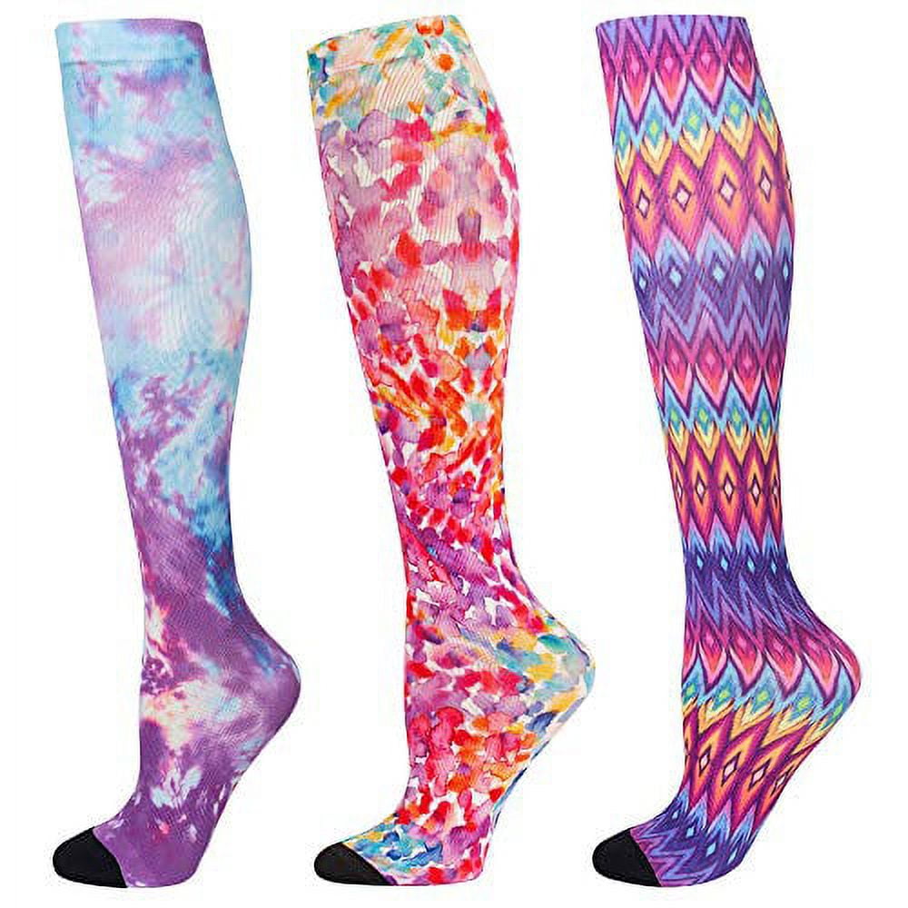 Compression Socks Women and Men, 20-30mmHg, Best for Nurses, Travel,  Pregnancy 3 Pairs Printing Large 
