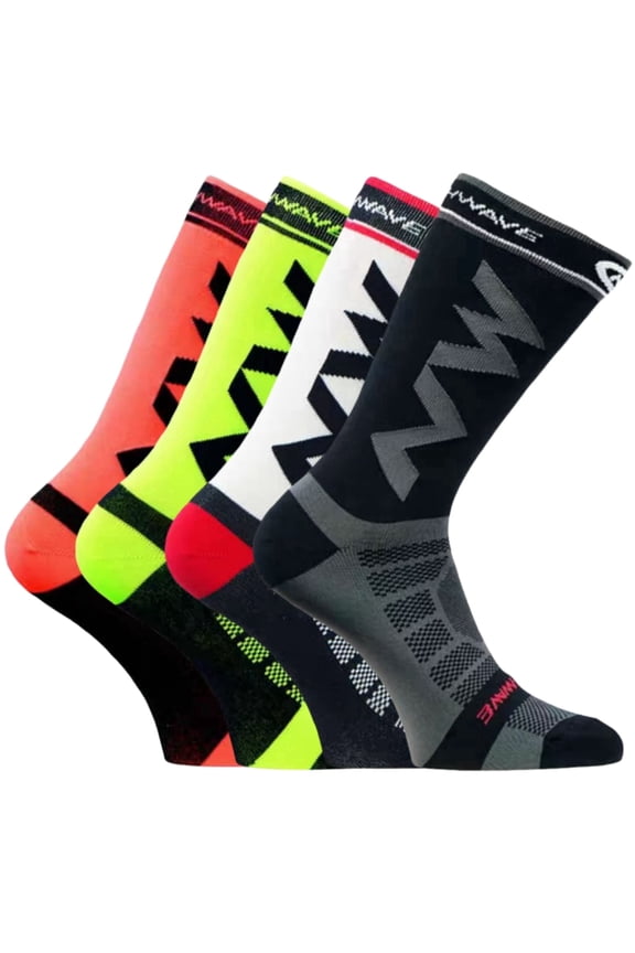 Cycling Socks for Men Women Breathable Wicking Bike Socks, Compression Fit, Tall Crew, 4 Pack