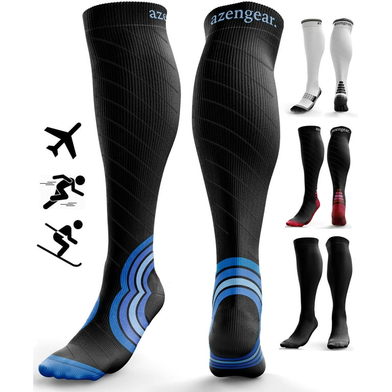 Compression Socks for Men & Women (20-30 mmHg) - Anti DVT Varicose Vein  Stockings - Running - Shin Splints Calf Support - Flight Travel (L/XL)