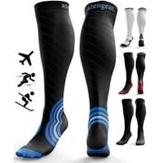 Compression Socks for Men & Women (20-30 mmHg) - Anti DVT Varicose Vein Stockings - Running - Shin Splints Calf Support - Flight Travel (L/XL)