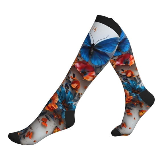 Compression Socks for Men Women -3d Butterfly Knee High Compression Stockings for Men Women