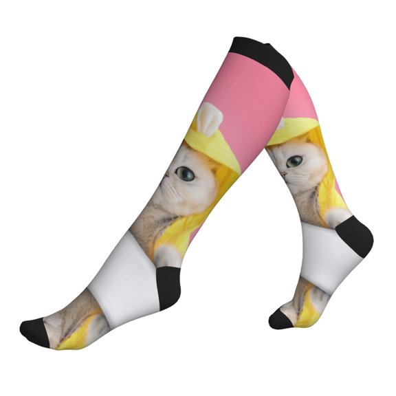 Compression Socks for Men Women -A Funny Cat Knee High Compression Stockings for Men Women