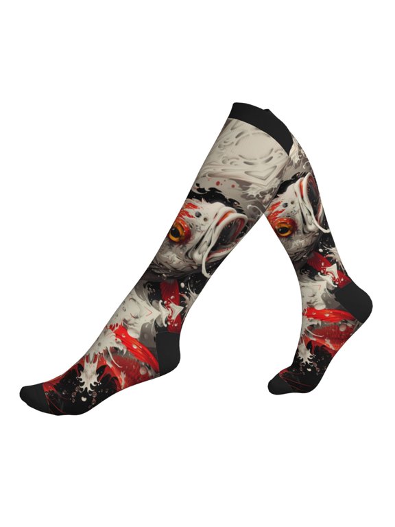 Compression Socks for Men Women -Abstract Red Koi Fish Art Knee High Compression Stockings for Men Women