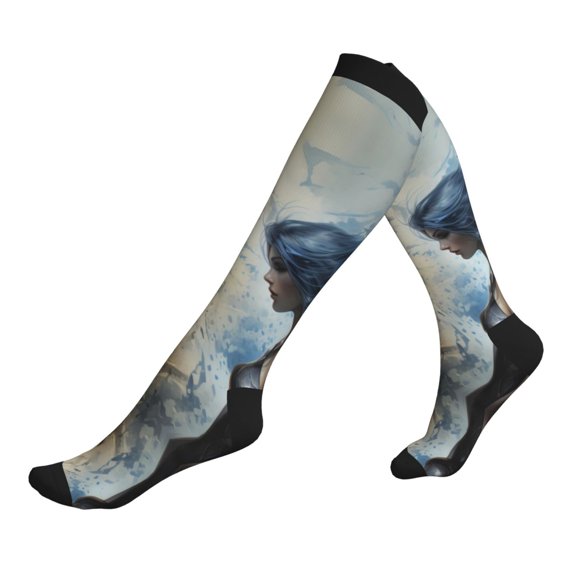 Compression Socks for Men Women -Armored Knight Couple Knee High Compression Stockings for Men Women