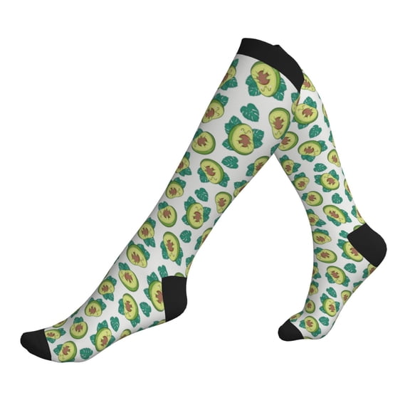 Compression Socks for Men Women -Avocado Sleeping Knee High Compression Stockings for Men Women