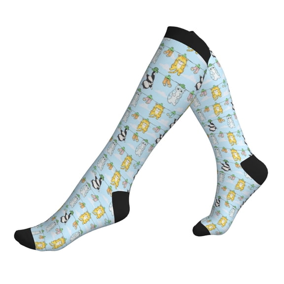 Compression Socks for Men Women -Cartoon Cat Knee High Compression Stockings for Men Women