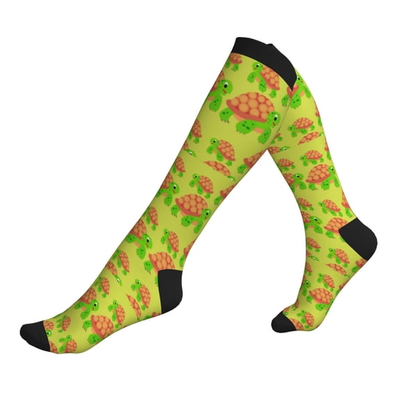Compression Socks for Men Women -Cartoon Turtles 1 Knee High Compression Stockings for Men Women