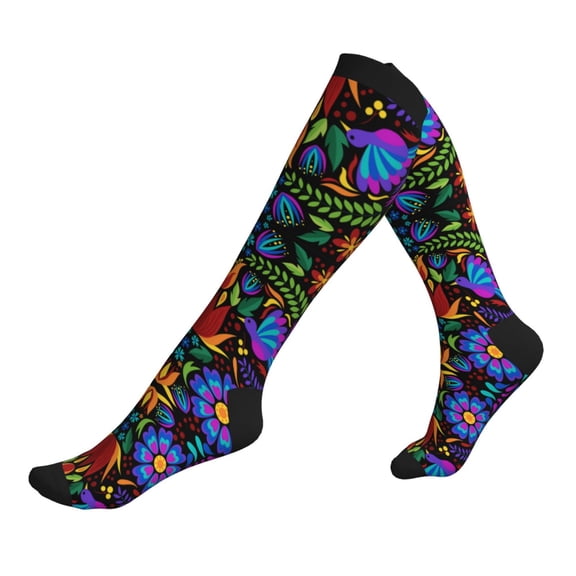 Compression Socks for Men Women -Colorful Floral Flower Knee High Compression Stockings for Men Women