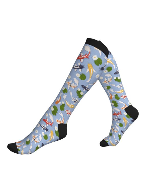 Compression Socks for Men Women -Colorful Koi Fish Knee High Compression Stockings for Men Women