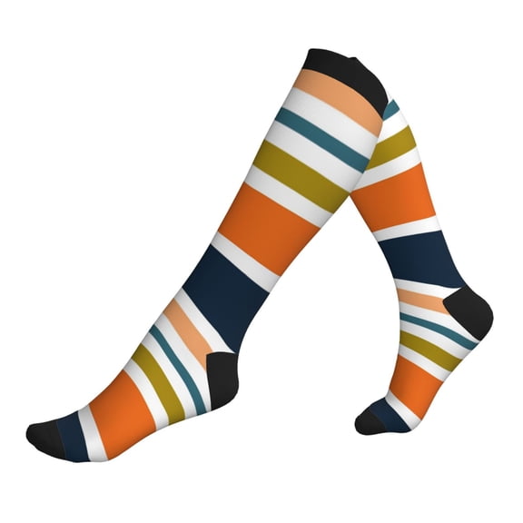 Compression Socks for Men Women -Colorful Pastel Stripes Knee High Compression Stockings for Men Women