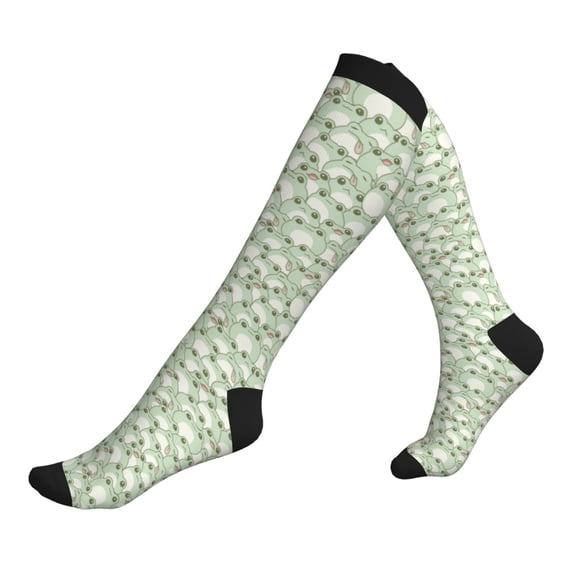 Compression Socks for Men Women -Cute Frog Knee High Compression Stockings for Men Women
